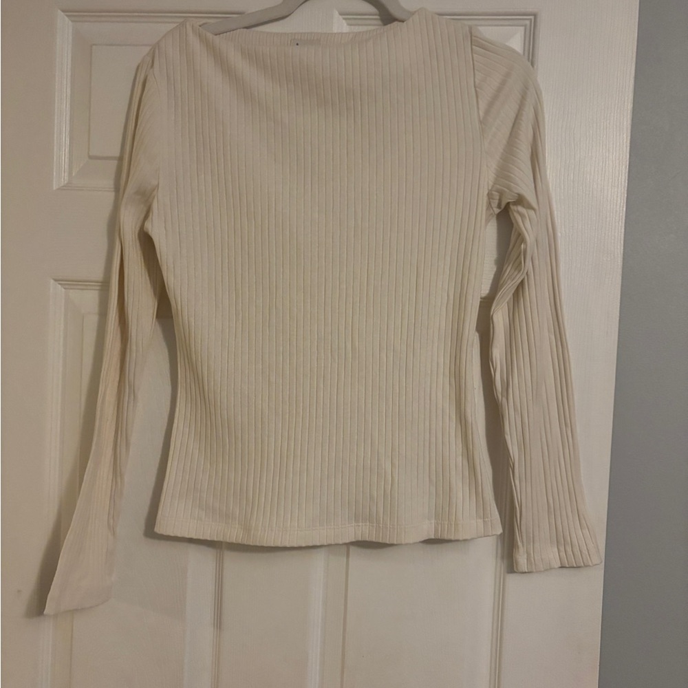 a new day Cream Ribbed Long Sleeve Tee